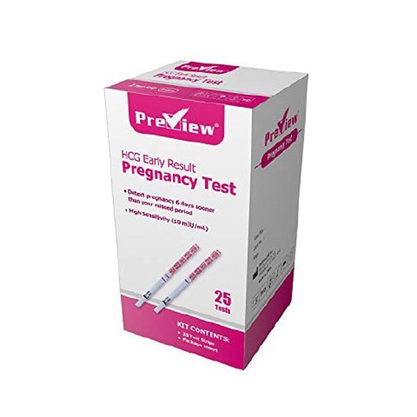 hCG Pregnancy Test Strip 5 Minute Results CLIA Waived 25 per Box